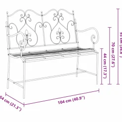vidaXL Tuinbank 2 -Seater 104 x 54 x 93 cm Staal Antiek wit