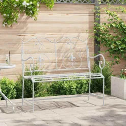 vidaXL Tuinbank 2 -Seater 104 x 54 x 93 cm Staal Antiek wit