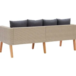 vidaXL Tuinbank 2-zits met kussens poly rattan beige