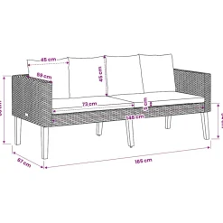 vidaXL Tuinbank 2-zits met kussens poly rattan beige