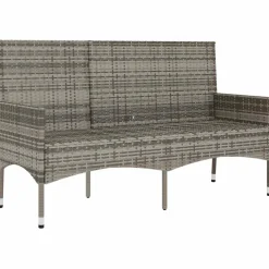 vidaXL Tuinbank 3-zits met kussens poly rattan grijs