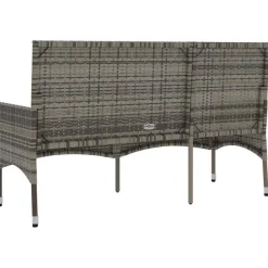 vidaXL Tuinbank 3-zits met kussens poly rattan grijs