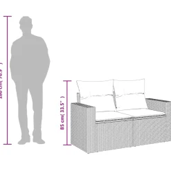vidaXL Tuinbank 2-zits met kussens poly rattan lichtgrijs