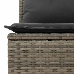 vidaXL Tuinbank 3-zits met kussens poly rattan grijs