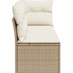 vidaXL Tuinbank 3-zits met kussens poly rattan beige