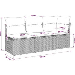 vidaXL Tuinbank 3-zits met kussens poly rattan beige