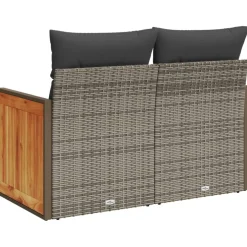 vidaXL Tuinbank 2-zits met kussens poly rattan grijs