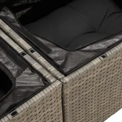 vidaXL Tuinbank 2-zits met kussens poly rattan grijs
