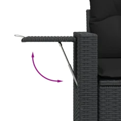 vidaXL Tuinbank 2-zits met kussens poly rattan zwart