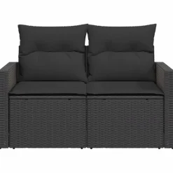 vidaXL Tuinbank 2-zits met kussens poly rattan zwart