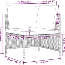 vidaXL Tuinbank 2-zits met kussens poly rattan grijs