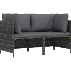 vidaXL Tuinbank 2-zits met kussens poly rattan grijs