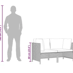 vidaXL Tuinbank 2-zits met kussens poly rattan grijs