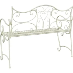 vidaXL Tuinbank 2 -zits 114 x 54 x 90 cm Staal Antiek wit