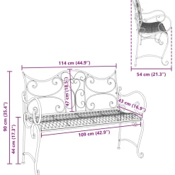 vidaXL Tuinbank 2 -zits 114 x 54 x 90 cm Staal Antiek wit
