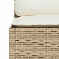 vidaXL Tuinbank zonder armleuning met kussens poly rattan beige
