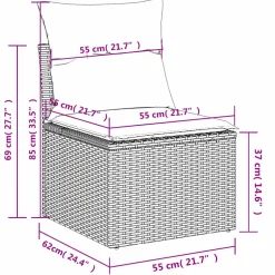 vidaXL Tuinbank zonder armleuning met kussens poly rattan beige