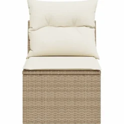 vidaXL Tuinbank zonder armleuning met kussens poly rattan beige