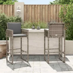 vidaXL Tuinbarkrukken 2 st poly rattan grijs