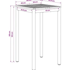 vidaXL Tuinbar Tafel Naturel en Zwart 60 x 60,5 x 105 cm