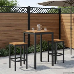 vidaXL Tuinbar Tafel Naturel en Zwart 60 x 60,5 x 105 cm