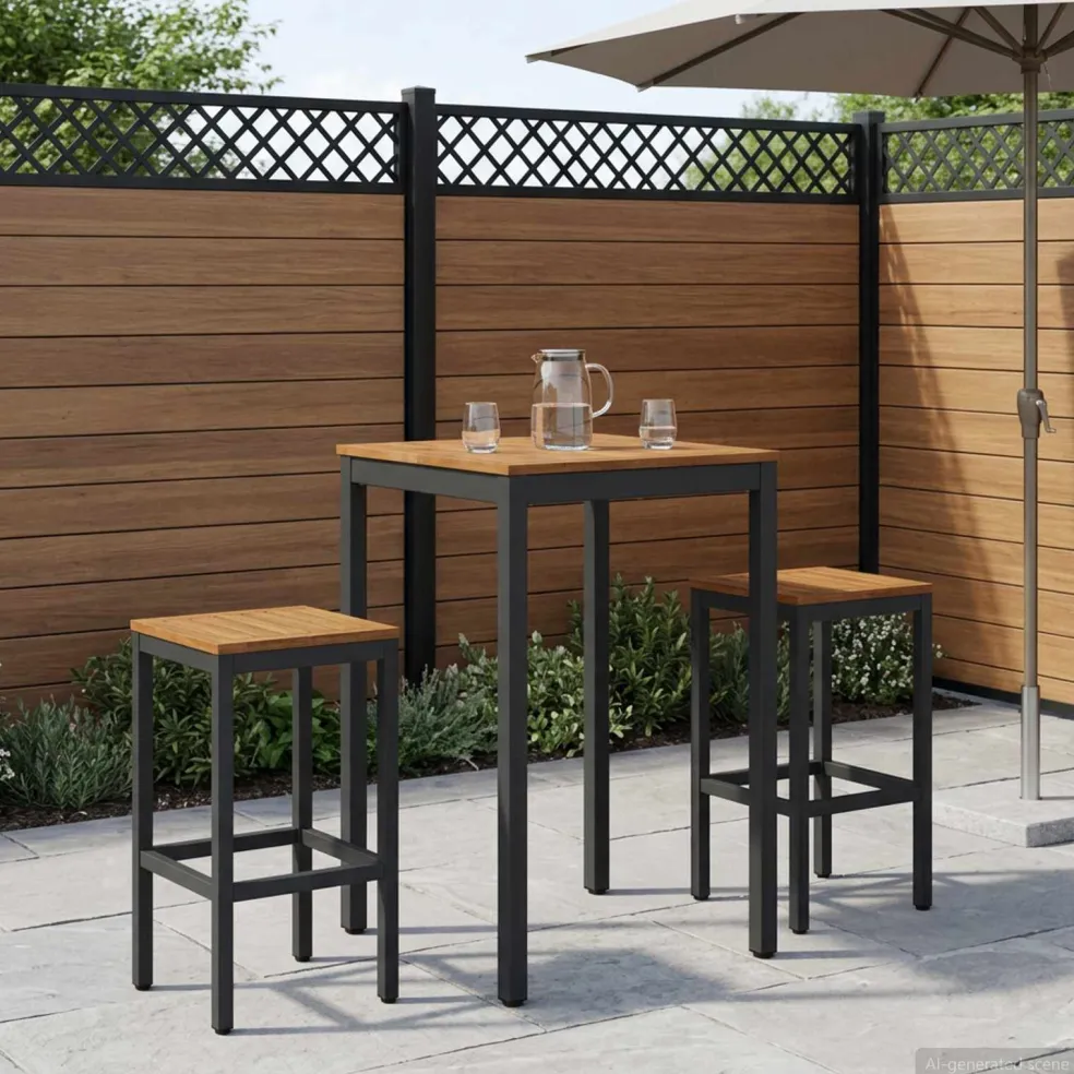 vidaXL Tuinbar Tafel Naturel en Zwart 60 x 60,5 x 105 cm