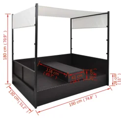 vidaXL Tuinbed met luifel 190x130 cm poly rattan zwart