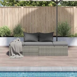 vidaXL Tuinbed 195x60 cm poly rattan grijs