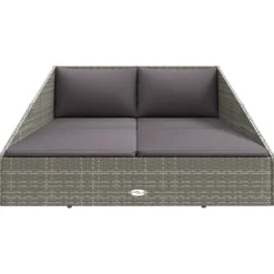 vidaXL Tuinbed 110x200 cm poly rattan grijs