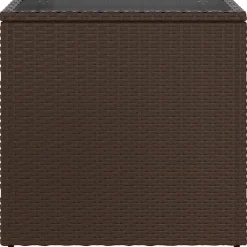 vidaXL Tuinbijzettafel met glazen blad 58x27,5x55 cm poly rattan bruin
