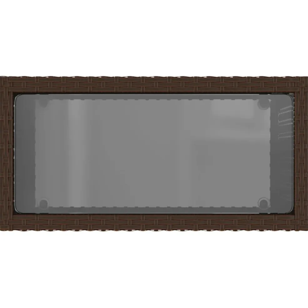 vidaXL Tuinbijzettafel met glazen blad 58x27,5x55 cm poly rattan bruin