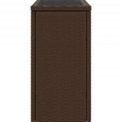 vidaXL Tuinbijzettafel met glazen blad 58x27,5x55 cm poly rattan bruin