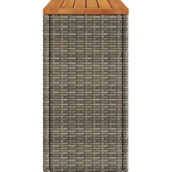 vidaXL Tuinbijzettafel met houten blad 58x27,5x55 cm poly rattan grijs