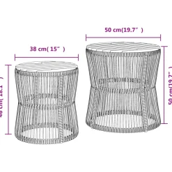 vidaXL Tuinbijzettafels 2 st met houten blad poly rattan zwart