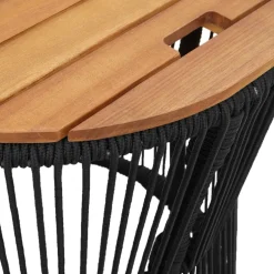 vidaXL Tuinbijzettafels 2 st met houten blad poly rattan zwart