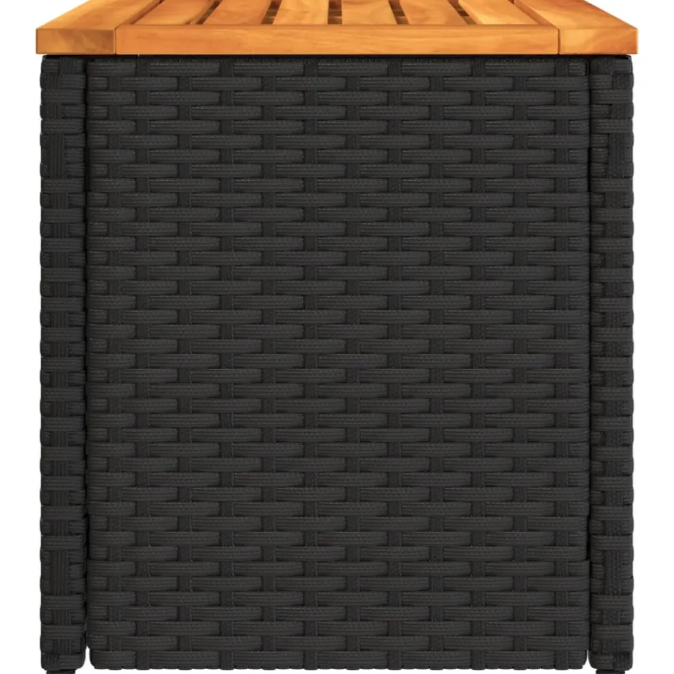 vidaXL Tuinbijzettafels 2 st 55x34x37 cm hout poly rattan zwart
