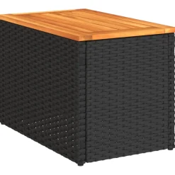 vidaXL Tuinbijzettafels 2 st 55x34x37 cm hout poly rattan zwart