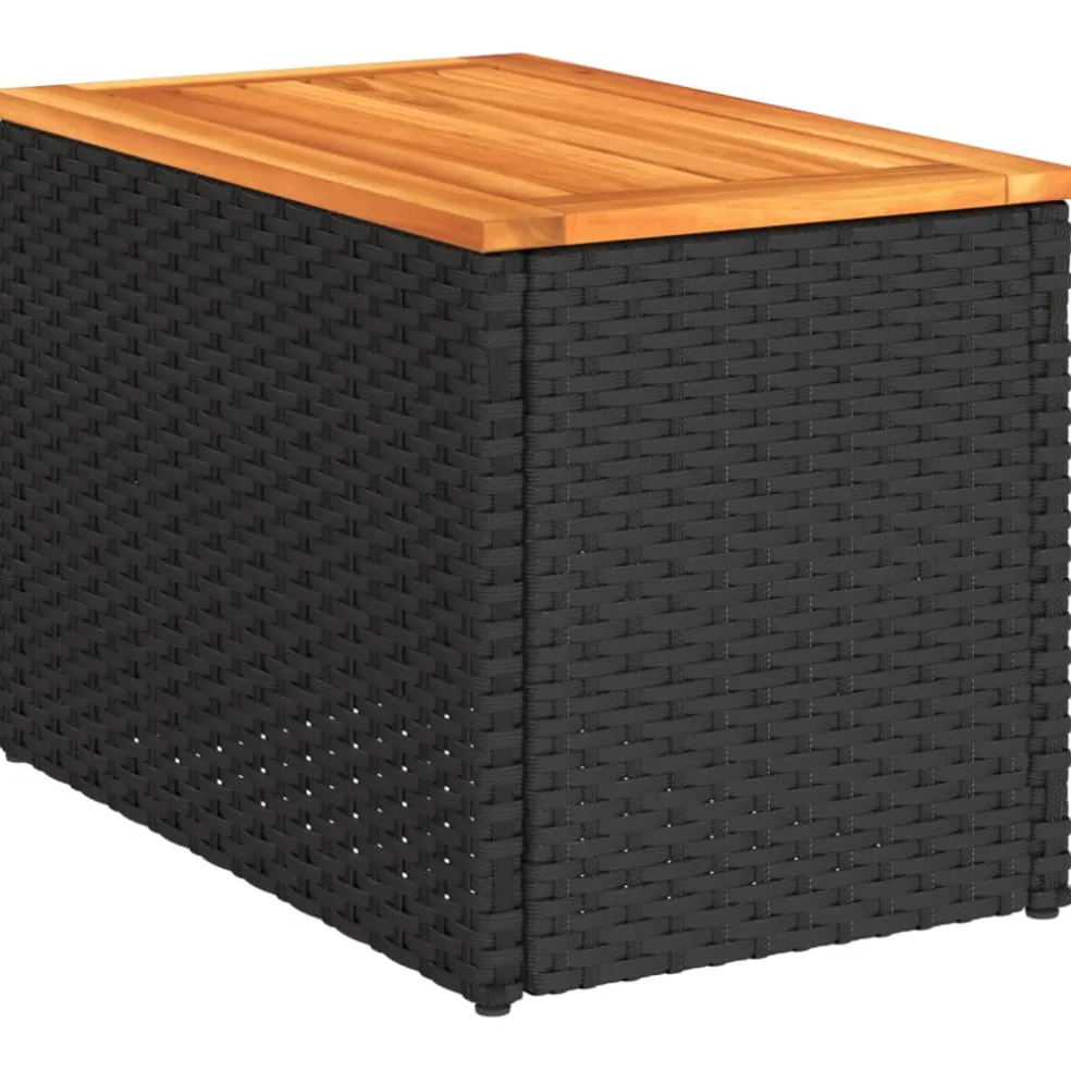 vidaXL Tuinbijzettafels 2 st 55x34x37 cm hout poly rattan zwart