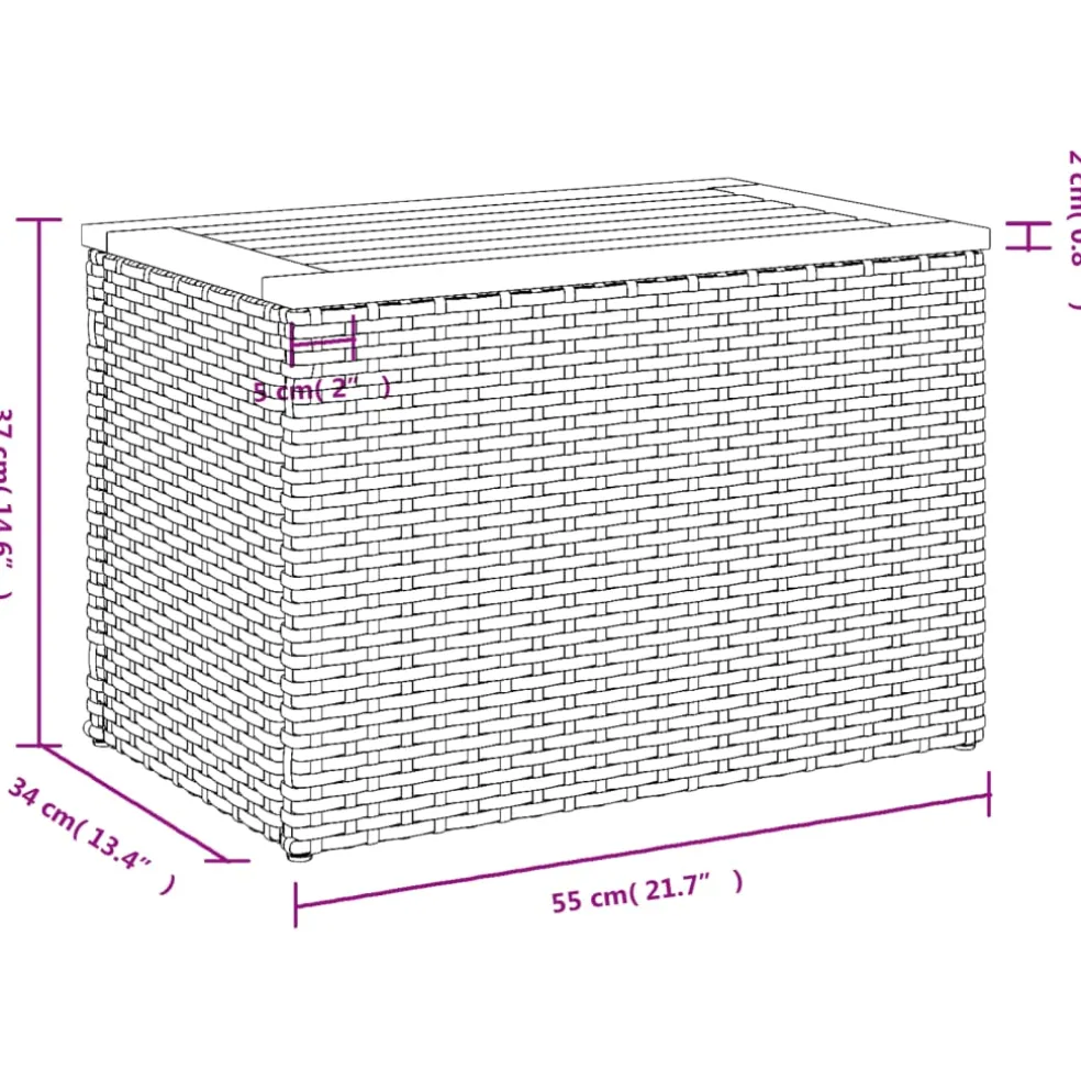 vidaXL Tuinbijzettafels 2 st 55x34x37 cm hout poly rattan zwart