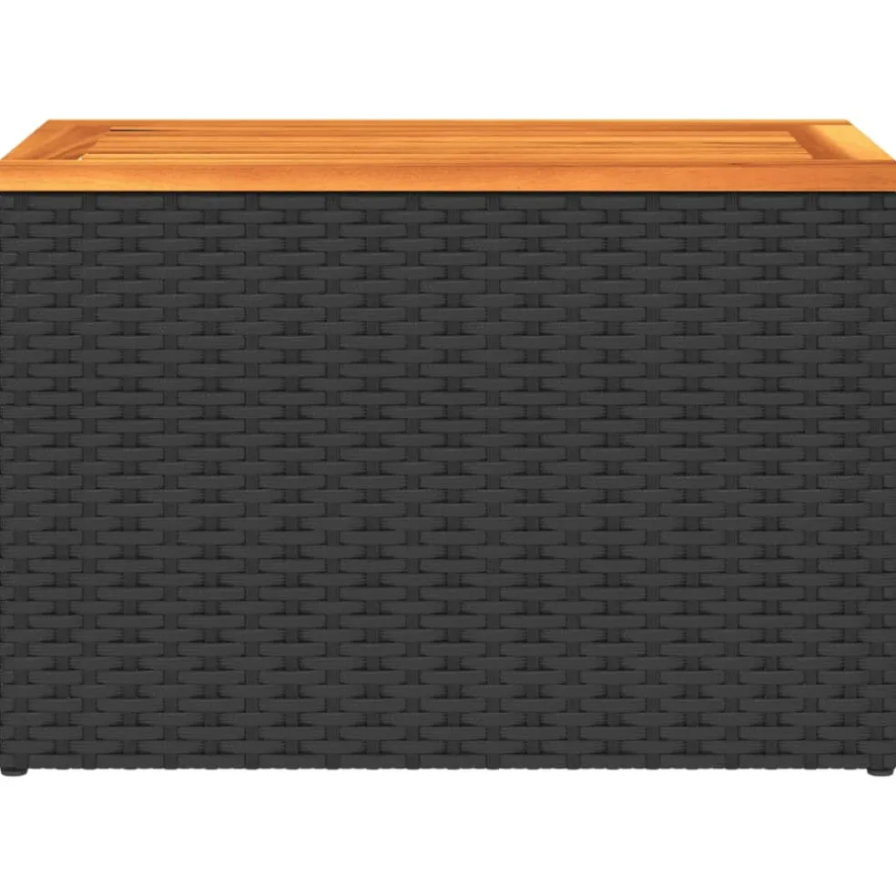 vidaXL Tuinbijzettafels 2 st 55x34x37 cm hout poly rattan zwart