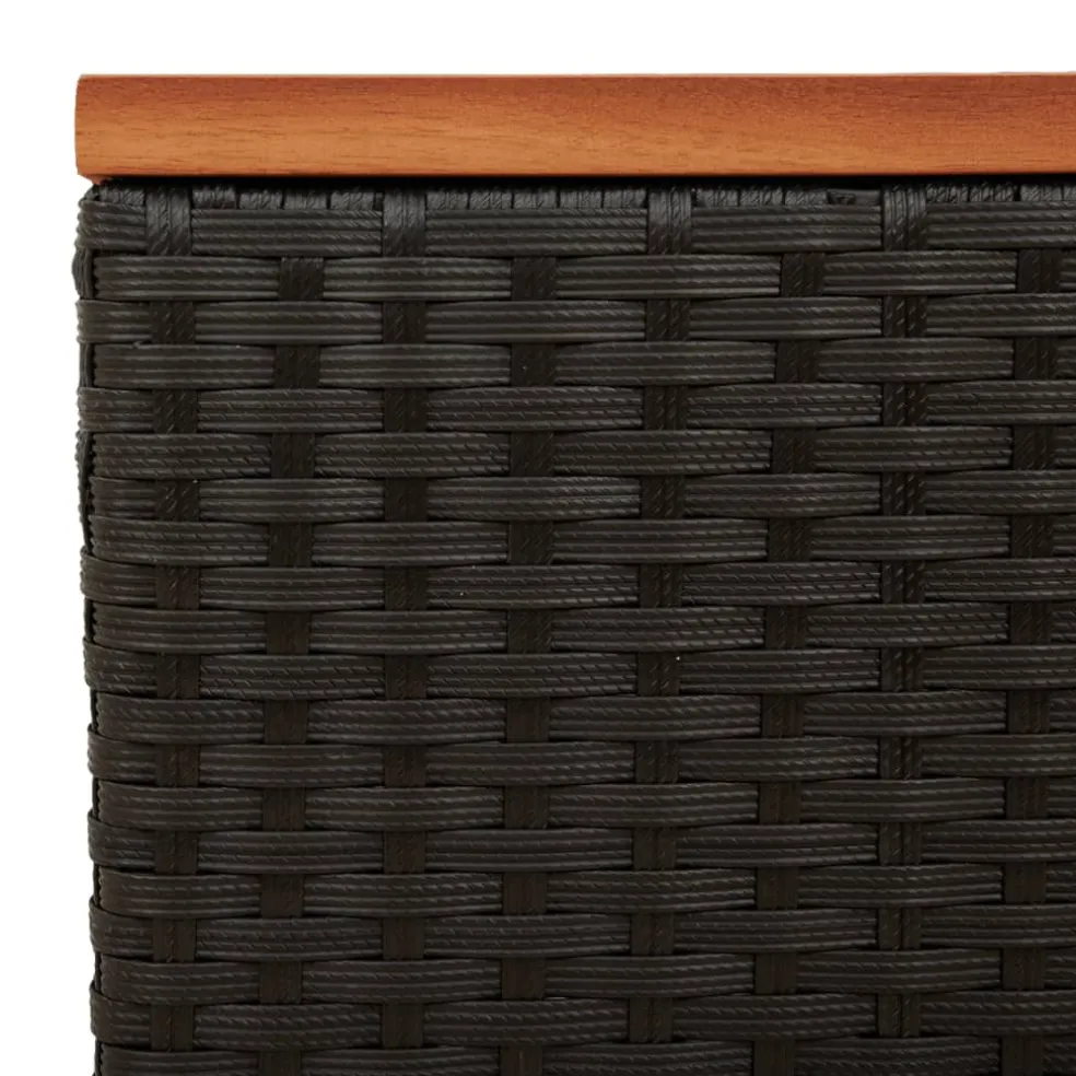 vidaXL Tuinbijzettafels 2 st 55x34x37 cm hout poly rattan zwart