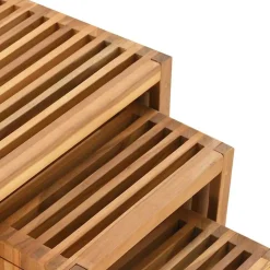 vidaXL Tuin Bijzettafel 3 st Bruin 33 x 44,5 x 51 cm Massief Teakhout