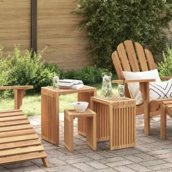 vidaXL Tuin Bijzettafel 3 st Bruin 33 x 44,5 x 51 cm Massief Teakhout