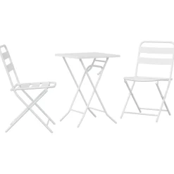 vidaXL Tuin Bistro Set 3 st Wit Staal