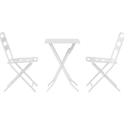 vidaXL Tuin Bistro Set 3 st Wit Staal