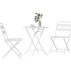 vidaXL Tuin Bistro Set 3 st Wit Staal