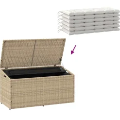 vidaXL Tuinbox beige 110x50x58 cm poly rattan
