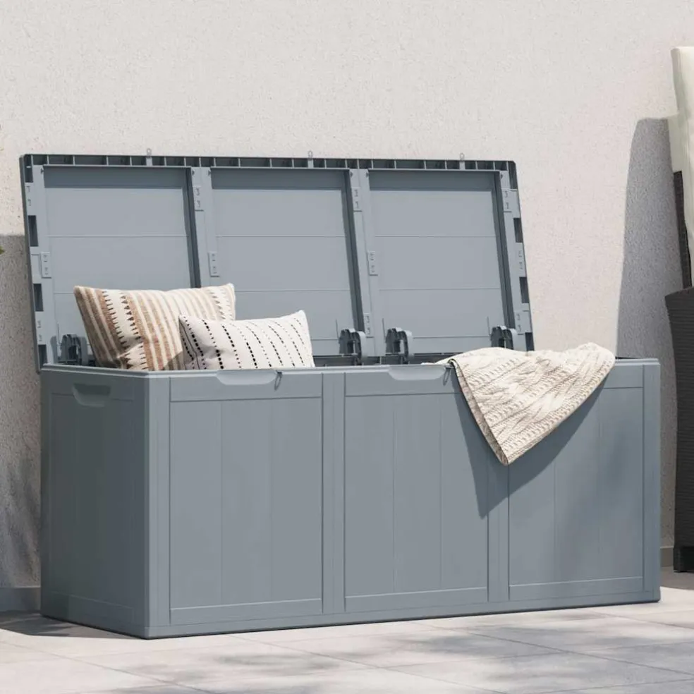 vidaXL Tuinbox 270 L PP houtlook grijs