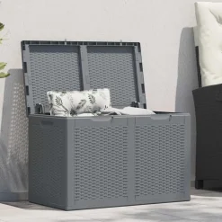 vidaXL Tuinbox 180 L PP rattan grijs