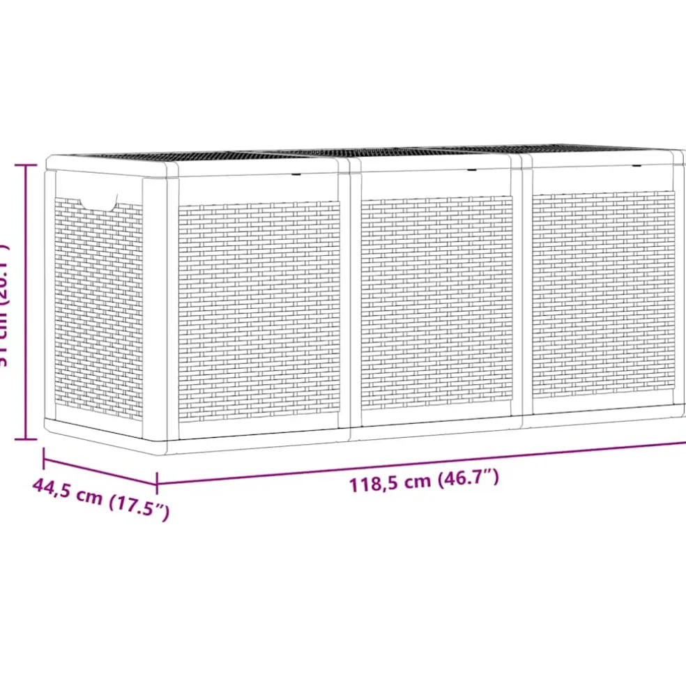 vidaXL Tuinbox 270 L PP rattan grijs
